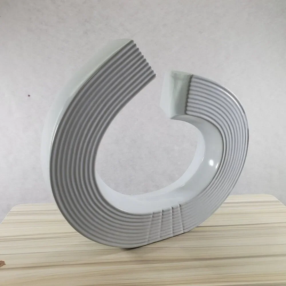 Round Circle Abstract Modern Art Sculpture Vase White Ceramic Sagebrook White
